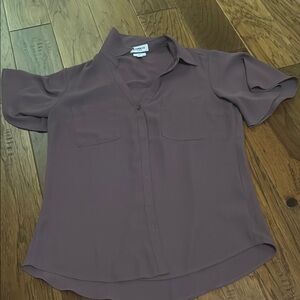Express Brown Button Down Short Sleeve Shirt